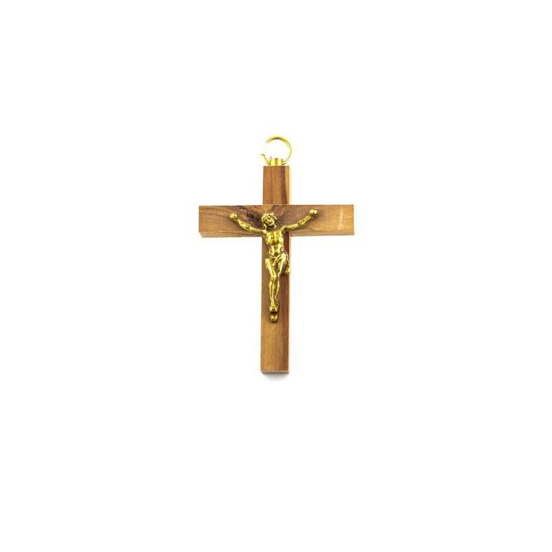 Crucifix en bois d'olivier avec Christ doré