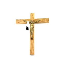 Olijfhout kruisbeeld met Christus in goud