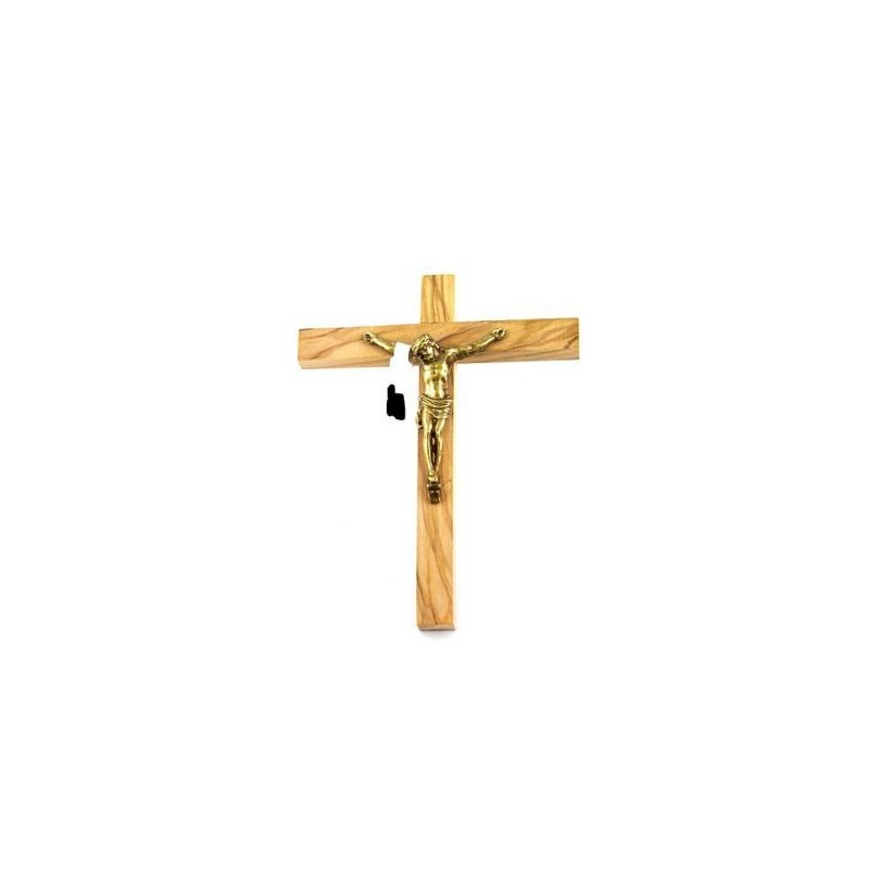 Crucifix en bois d'olivier avec Christ doré