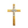 Crucifix in olijfhout met zilver Christus. 9 cm