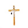 Crucifix en bois d'olivier avec Christ argenté. 13 cm