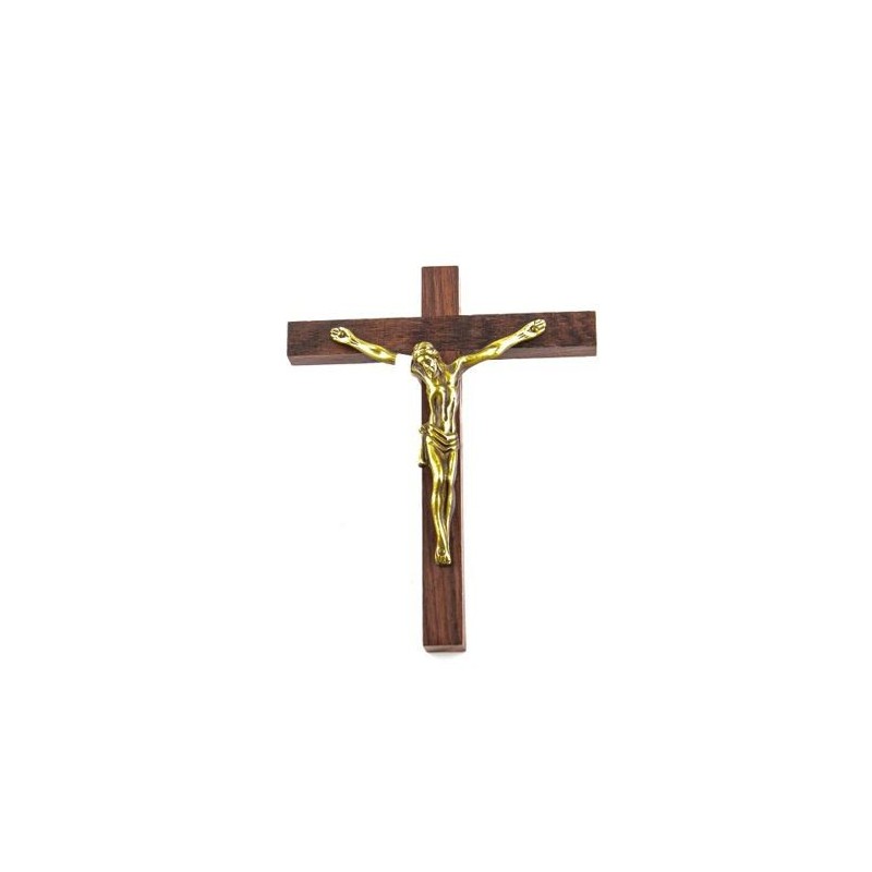 Crucifix en bois d'olivier avec Christ bronze