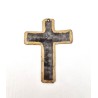 Metalen kruis met gouden randen, handgemaakt in Haïti. 6/8 cm