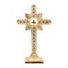 Crucifix sur pied 25cm doré avec pierre