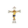 Crucifix en métal argenté avec Christ coloré. 20 cm