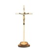 Crucifix métal doré sur base bois olivier 21.2x8.5 cm