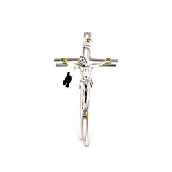 Kruisbeeld van zilveren metaal met Christus van geoxideerd metaal. 12/6 cm