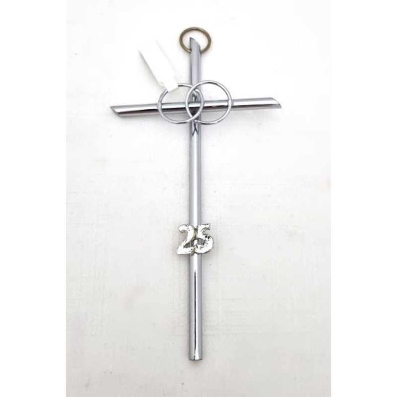 Croix pour 25 ans en métal argenté