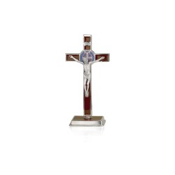 Croix S. Benoit 12x6 CM sur base avec insert marron