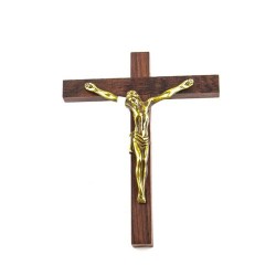Crucifix en bois d'olivier avec Christ bronze