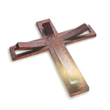 Moderne kruis van geoxideerd metaal 12x11x2cm in (kader 21x15cm 3 modellen)