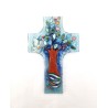 Croix en verre arbre et colombe 12x8cm