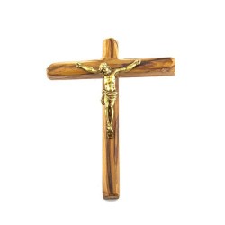 Crucifix en bois d'olivier avec Christ doré