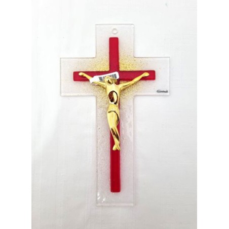 21 cm dubbel glas kruis Rood