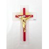 Croix en verre 21cm double Rouge