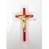 Croix en verre 21cm double Rouge