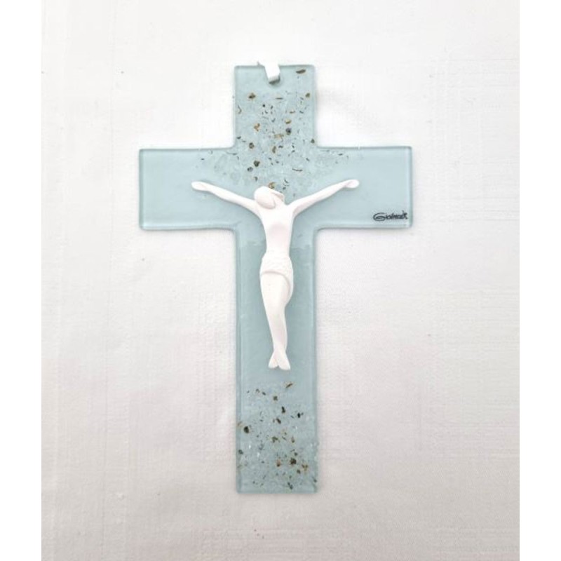 Croix en verre 16cm ICE VERDE