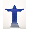 Christus Verlosser in zilveren en blauwe glas. 17 cm