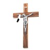 Crucifix en bois de palissandre avec Christ argenté. 17 cm