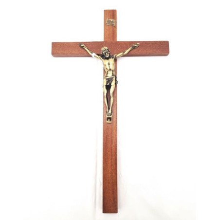 Crucifix bois 35cm avec corp doré
