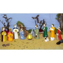 Crèche Onillon 15 sujets 10cm artisanale pierre reconstitué polychrome