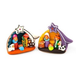 Crèche avec étoile en terre cuite