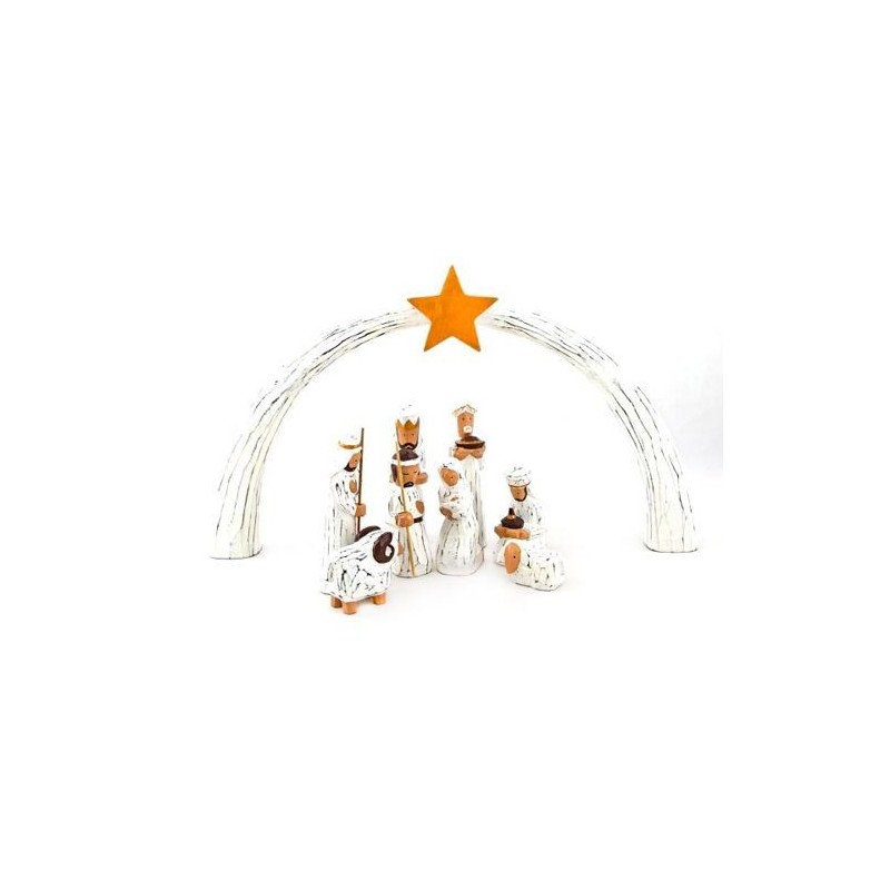 Kerststal bestaande uit 9 kamers met gestyleerde houten stal
