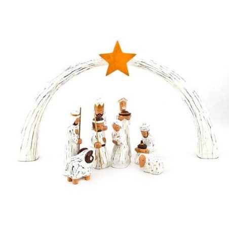 Kerststal bestaande uit 9 kamers met gestyleerde houten stal