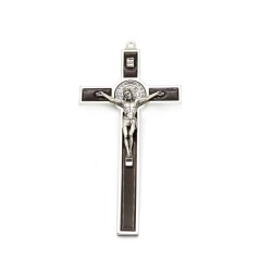 Croix de Saint Benoit en métal et émail 19.5 cm