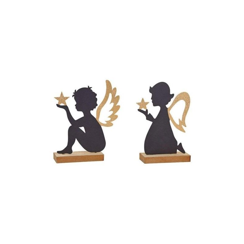 Zwarte en gouden engel metalen silhouet