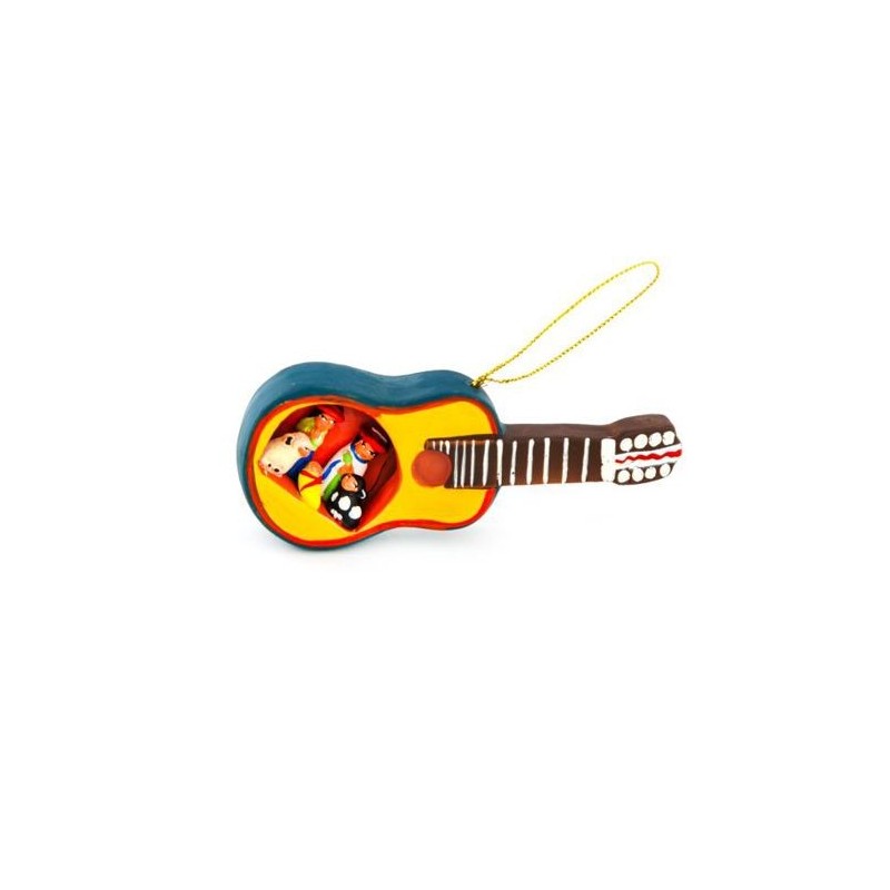 Kerststal in een gitaar om mee te hangen
