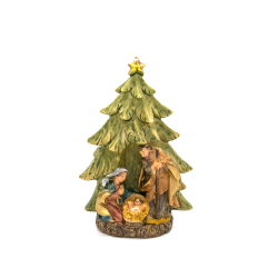 Statue van de Heilige Familie in polystone . 9 cm
