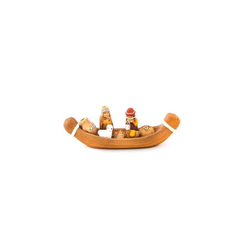 Kerststal in een kano van terracotta