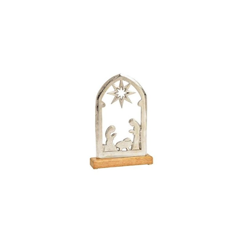 Kerststal silhouet kop metalen houten drager 27x18x5cm