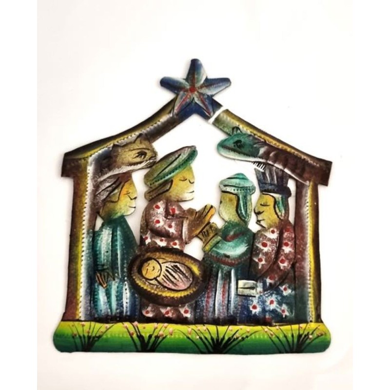 Kerststal handgemaakte kleurrijke kerstbroodjes gemaakt in Haïti. 13/10 cm