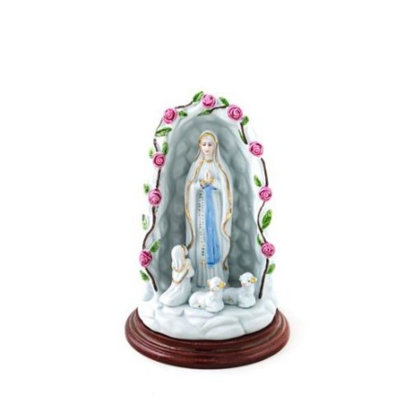 Grotte avec l'Apparition de Lourdes en biscuit. 14.5 cm