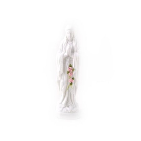Statue lumineuse de Notre Dame de Lourdes en biscuit. 20 cm