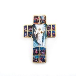 Crucifix en plexis avec la vie de Jésus. 7.5/12.5 cm