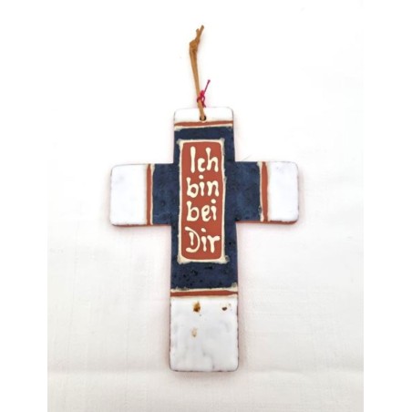 Croix artisanale avec texte en allemand. 12/8.5 cm