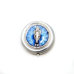 Boite de la Vierge Miraculeuse en métal et émail. 4 cm