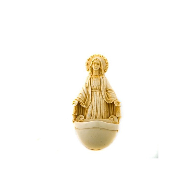 Bénitier de la Vierge Miraculeuse avec couronne d'étoiles. 16 cm