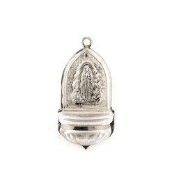 Bénitier de Notre Dame de Lourdes en métal et verre