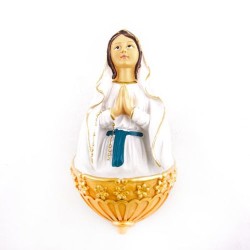 Bénitier de Notre Dame de Lourdes en résine. 15/8 cm