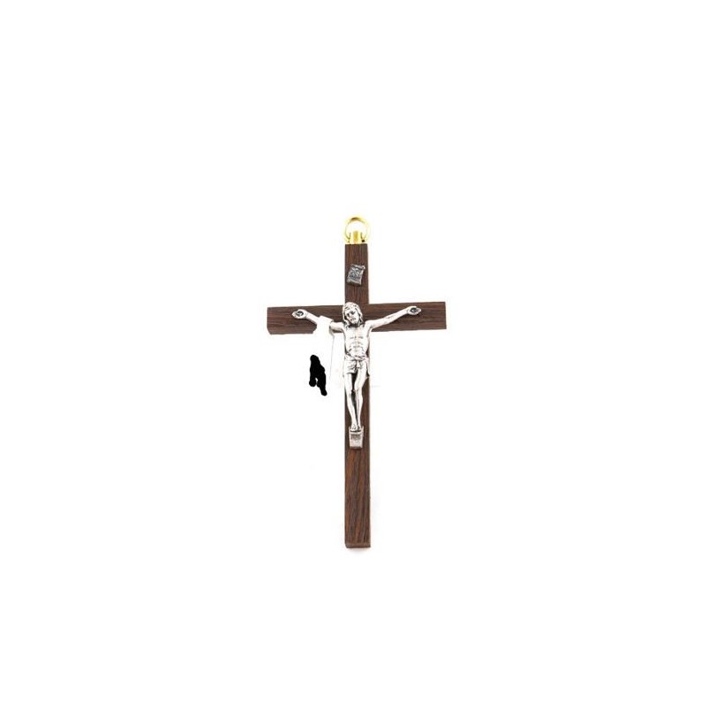 Crucifix en bois avec Christ argenté