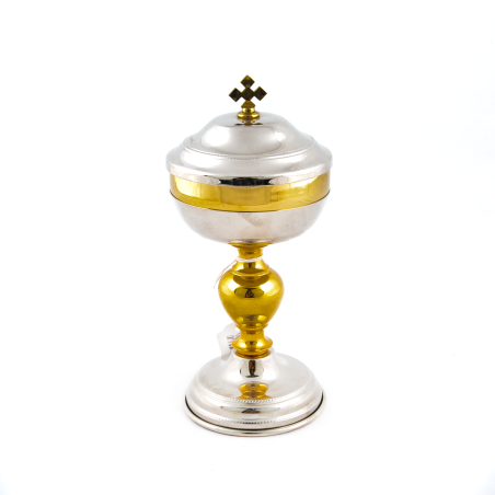Ciboire "malta" en argent et or poli. 19 cm