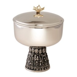 Geborsteld zilver ciborium interieur Pl.Goud H: 15cm
