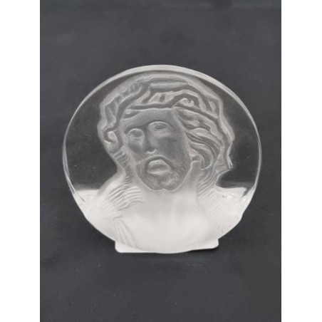 Sainte face du Christ gravée dans bloc de cristal