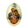 Icône ovale de la Sainte Famille en bois. 20/30 cm