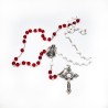 Chapelet du Jésus Miséricordieux en verre rouge et blanc. perles de 6 mm