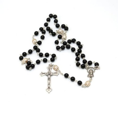 Chapelet de Banneux en verre noir